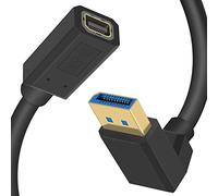 Duttek Mini Displayport to Displayport 1.4a Cable, 8K@60Hz Mini Displayport Female to Displayport Male Down Angle Extension Cable Bi-Directional Transmission Displayport to Mini Displayport (0.3M)
