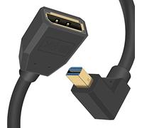 Duttek Mini Displayport to Displayport Cable, 8K Mini Displayport Down Angle Male to Displayport Female Extension 1.4 Cable Bi-Directional Transmission Displayport to Mini Displayport Cable 0.3M