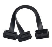 Duttek OBD2 Extension Cable 30cm, Full 16 Pin OBD2 Male to Double Female Extension Convert Cable with Angled, Perfect for Diagnostic Tools & GPS Trackers