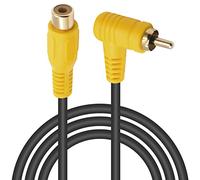 Duttek RCA Extension Cable 1.5M, 90 Degree RCA Male to Female Cable,Gold-Plated Connectors for Home Theater, Subwoofer, HDTV, Home Stereo and DVD