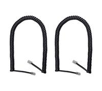 Duttek Telephone Cord Cable Black Coiled Telephone Phone Handset Cable Cord, RJ9 Coiled Length 3 to 10 feet Uncoiled (Pack of 2)