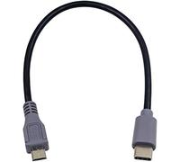 Duttek Type C (USB C) Male to Micro USB 5-Pin Male On-the-go Data Convertor Adapter OTG Cable for Macbook, iMac Pro, Chromebook Pixel(Grey & Black) (10 inch / 25 cm)