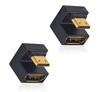 Duttek U Shape Mini HDMI to HDMI 8K Adapter, 8K Mini HDMI Male to Standard HDMI Female Extension Adapter, UP Angled Mini HDMI 2.1 Adapter Support 8K@60Hz,48Gbps for Camera, Monitors, DVRs(2 Pack)