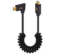 Duttek USB 4 Cable 1M, 240W Thunderbolt to USB C Cable, 40Gbps USB C Right Angle Male to Male Spiral Cable - Support 8K@60Hz Video for Thunderbolt 3, eGPU, MacBook, Laptops