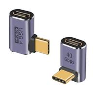 Duttek USB C Right Angle Adapter 40G (Two Styles), 90 Degree USB C Male to Female Adapter for Steam Deck, MacBook, Meta Quest, Phone