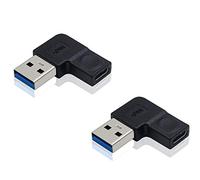 Duttek USB C to USB Adapter, USB C Female to USB Male Adapter, Left Angled 90 Degree USB 3.0 Male to USB C Adapter Compatible with Laptop, PC, Charger, Power Bank, Mini Pro Max, 2 Pack (Left Angled)