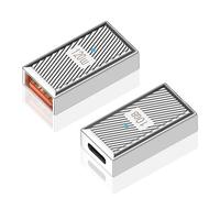 Duttek USB Female to USB C Female Adapter-2 Pack, USB to USB Connector,Zinc Alloy USB 3.1 Type C to USB Adapter, USB A to USB C OTG Adapter 120W, 10Gbps for Laptop, PC, Charger