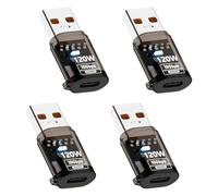 Duttek USB to USB C Adapter, USB C Female to USB 3.2 Male Adapter 10Gbps 120W, USB Type C to USB A Converter with OTG for i-Phone, Galaxy, MacBook, AirPods, i Pad, Car (Transparent Black, 4 Pack)