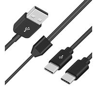Duttek USB to USB C Cable, 2 in 1 USB C Charger Data Cable, USB 2.0 Type A Male to 2 USB Type-C Male Splitter Y Data Sync and Charging Connector for Computer and Phone (1.5m)
