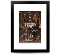 Dutton Ranch Cast Signed Poster Print Picture Display Autograph Memorabilia TV Series Fans Gift A4/A3 Kevin Costner Luke Grimes (A4 Framed & Mounted)