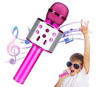 DUTTY Wireless Bluetooth microphone, 5-in-1 portable handheld karaoke microphone speaker player recorder with adjustable mix FM radio