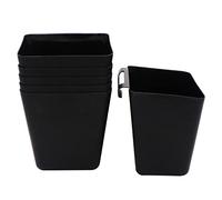 DUTWROY Hanging Cup Holders 6 Pack Trolley Basket Storage Rolling Cart Organizer Accessories Hanging Bins Hanging Buckets Make Up Pencil Holder for Craft Supplies(Black)