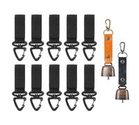 Duty Belt Key Chain Keeper Snap Hook, Molle Clip Keychain Holder Fobs, Rip-Away Hook and Loop, with 2 Bear Bell(Black)