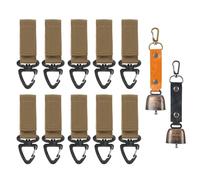 Duty Belt Key Chain Keeper Snap Hook, Molle Clip Keychain Holder Fobs, Rip-Away Hook and Loop, with 2 Bear Bell(Brown)