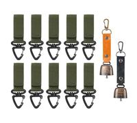 Duty Belt Key Chain Keeper Snap Hook, Molle Clip Keychain Holder Fobs, Rip-Away Hook and Loop, with 2 Bear Bell(Green)