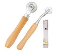 Duty Grooving Tool, Ergonomic Wooden Handle, Perforation Wheel, Soft Tape Measure for Clothing Pattern, Dressmaking, Dense Craft Tool Set