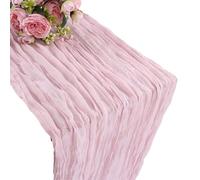 Duty Pink Cheesecloth Table Runner, Boho Gauze Fabric Rustic Sheer Romantic Coral Cheese Cloth Table Runner for Bridal Baby Shower Wedding Birthday Fall Decoration