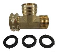 Duty Pipe Coupling Brass Swivel Tee Fitting, 3 Way Garden Hose Adapter with 3/4 Inch GHT Connector, Female To Male Splitter for Outdoor Watering Junction and Irrigation System(A)