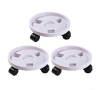 Duty Rolling Plant For Caddy Base with Wheels, 3-Pack White Plastic Plant Trolley for Large Flower Pots, Indoor Plant Mover Tray Outdoor Garden Dolly(30cm)