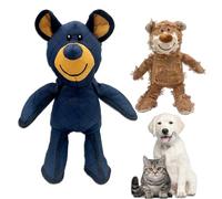 Duuclume 2 Pcs Indestructible Bear Dog Toy, Squeaky Interactive Mighty Bear, Cute Teddy Bear Dog Toy for Small Medium Large Dogs (Blue, Large+Light Brown, Small)
