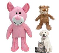 Duuclume 2 Pcs Indestructible Bear Dog Toy, Squeaky Interactive Mighty Bear, Cute Teddy Bear Dog Toy for Small Medium Large Dogs (Pink, Large+Light Brown, Small)