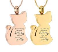 Duuclume 2 Pieces Cat Ashes Urn Necklace - Stainless Steel Openable Pet Cremation Memorial Pendant - Keepsake Jewellery Charm for Loss of Dog or Cat - For Men and Women (Gold Rose Gold)
