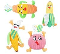 Duuclume 4-Pack Crinkle Squeaky Dog Toy - Vegetable-Themed Interactive Chew Toy for Teeth Cleaning, Boredom Buster & Pet Gift for Medium & Large Dogs