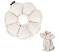 Duuclume Adjustable Waterproof Cat Cone Collar, Soft Plaid Flower Neck E Collar for Cats,Pet Recovery Cone to Prevent Licking After Surgery (Beige, M)