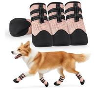 Duuclume Breathable Dog Shoes Summer,Anti-Slip Reflective Boots,4pcs,Pink：S
