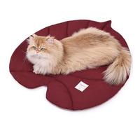 Duuclume Cat Mat Bed, Waterproof Double-Sided Leaf-Shaped Sleeping Pad, All-Season Pet Cushion with Cotton Fabric, 65x70cm for Cats & Small Dogs, Machine Washable (Red Pink)