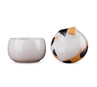 Duuclume Cat-Shaped Mini Ceramic Pet Ashes Urn - Sealed Moisture-Proof with Non-Woven Liner | Cat Cremation Memorial Keepsake for Honoring & Funerals (Orange Black)