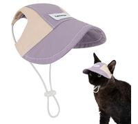 Duuclume Cat Sun Protective Baseball Cap,Lightweight Nylon Cat Hat with Adjustable Strap, Breathable Visor Pet Bonnet,Ear Holes Design for Outdoor Walking Up to 17.6lbs/8kg (Purple, M)