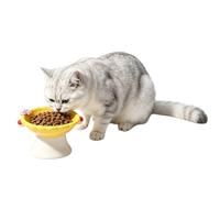 Duuclume Ceramic Elevated Cat & Dog Pedestal Bowl, Neck Support Pet Feeder & Water Dish, Wide Shallow Anti-Slip Design, Smooth Glaze for Sensitive Pet Chins