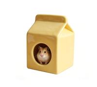 Duuclume Ceramic Hamster House, Natural Cool Summer Hideout, Non Slip Easy Clean Small Pet Cave Bed for Hamsters Gerbils Mice, All Season Habitat Shelter (Yellow)