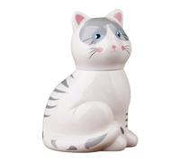 Duuclume Ceramic Pet Urn for Dog & Cat Ashes, Cute Kitten Memorial Figurine, 600ml Moisture-Proof Sealed Keepsake Jar for Pet Hair Teeth Nail Clippings, Home Decor Statue (Grey)