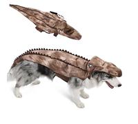 Duuclume Dog Alligator Crocodile Costume Halloween Fancy Dress, Brown, L | Funny Cape Outfit with Adjustable Tail Strap, Front Leg Elastic Bands, Trim-to-Fit Fastener for Small to Large Dogs