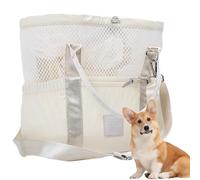 Duuclume Dog Cat Ventilated Carrier Purse,Lightweight Mesh Shoulder/Tote Bag with 4 Pockets and Removable Cushioned Pad, Breathable Summer Travel Handbag (White)