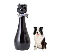 Duuclume Duulume Tall Ceramic Pet Urn with Replaceable Bow,Handmade Memorial Keepsake for Dogs Cats Ashes, Elegant Home Dog Cat Urn with Leak-Proof, Dust-Free (Black)