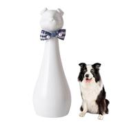 Duuclume Duulume Tall Ceramic Pet Urn with Replaceable Bow,Handmade Memorial Keepsake for Dogs Cats Ashes, Elegant Home Dog Cat Urn with Leak-Proof, Dust-Free (White)