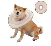 Duuclume Elizabethan/Donut Collar for Dogs & Cats, Soft Anti-Lick Protective Collar, Adjustable Drawstring, Waterproof Nylon, Lightweight & Comfortable for Post-Surgery Healing (Beige, Large)