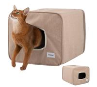 Duuclume Enclosed Cat Bed with Tunnel,2 Exits Foldable Cat House,All-Season Pet Cave for Indoor Kitten Up to 16.5lbs/7.5kgs