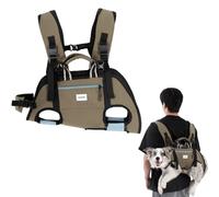 Duuclume Ergonomic Support Dog Carrier Backpack,Horizontal Legs Out Front & Back Facing Pet Backpack, 3-in-1 Convertible Hands-Free Puppy Carrier,Up to 33 lbs/15kg (Green, L)