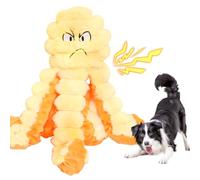 Duuclume Octopus Dog Toy With Crinkle Paper, Soft Plush Chew Interactive Squeaky Tug of War Toy for Aggressive Chewers, Anxiety Relief & Boredom Breaker (Yellow)