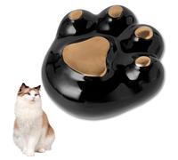 Duuclume Paw Print Pet Urn for Ashes,Cute Ceramic Keepsake Box for Dog or Cat,Beautiful Memorial with Sealed Lid, Moisture & Dust Proof (Gold Black)