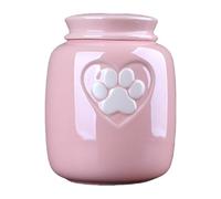 Duuclume Pet Cremation Urn - Heart Paws Ceramic Memorial Urn with Non-Woven Moisture-Proof Seal for Dogs & Cats Ashes, Ideal for Memorials, Funerals & Honoring (Pink, 550ML)