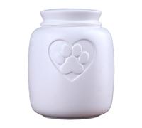 Duuclume Pet Cremation Urn - Heart Paws Ceramic Memorial Urn with Non-Woven Moisture-Proof Seal for Dogs & Cats Ashes, Ideal for Memorials, Funerals & Honoring (White, 550ML)