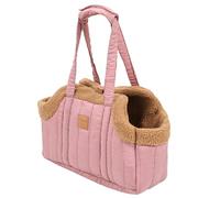 Duuclume Portable Large Capacity Cat Bag, Fleece Pet Dog Tote Carrier Purses,Waterproof Warm Travel Hands-Free Shoulder Handbag Fixed Hook for Small Dog Cat Outdoor (Pink)