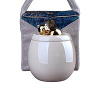 Duuclume Sleeping Cat Ceramic Pet Ashes Urn - Sealed Moisture-Proof Non-Woven Seal,Ashes Keepsake Memorial Ashes Holder,Home Decor Memorial Canister (Pearl White)