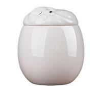 Duuclume Sleeping Dog Ceramic Pet Ashes Urn - Sealed Portable Memorial Cremation Canister,Non-Woven Moisture-Proof Keepsake for Funerals & Honoring (Grey, 530ml)