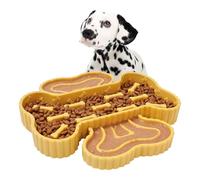 Duuclume Slow Feeder Dog Bowl with Suction Base,Anti-Choke Bone Design for Dry/Wet Food,Non-Slip Pet Food Puzzle Dish for Small to Large Dogs Cats (Yellow)